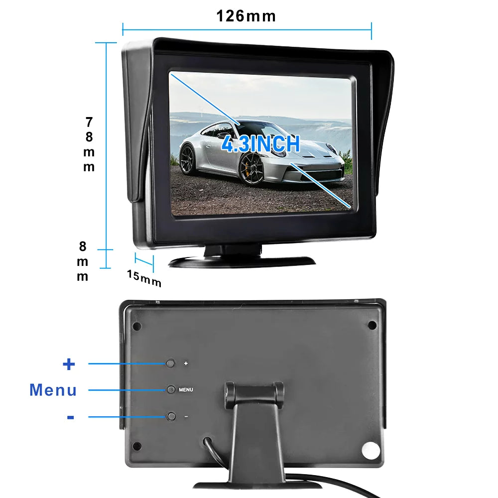 with Backup Stable 4.3’’ View Truck, for Camping Monitor& Reverse Camera Signal, SUV Installation automatic Kit Wireless Car, Rear Van, Digital display Camera