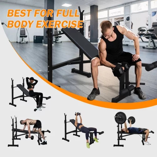 and Bench Bench, with Press Weight Home Exercise Bench Fitness Gym Squat Training Full-Body for Set Rack Workout