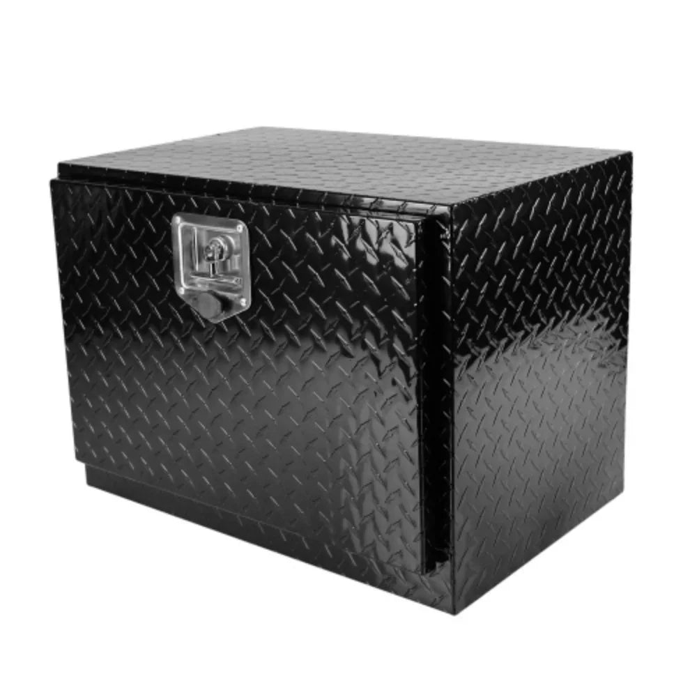 Black 24 Inch and 24"(24.2"×17.1"×17.9") Bed Organizer box Lock Tool Square + Aluminum Storage Toolbox + Waterproof Plated + Trailer Square Up - RV Aluminum Truck Box Pick Keys Stripes with Black