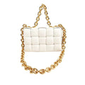 Unisex Leather Cassette Shoulder Pre-Owned Authenticated Bottega Bag Veneta (Good) Calf White Padded