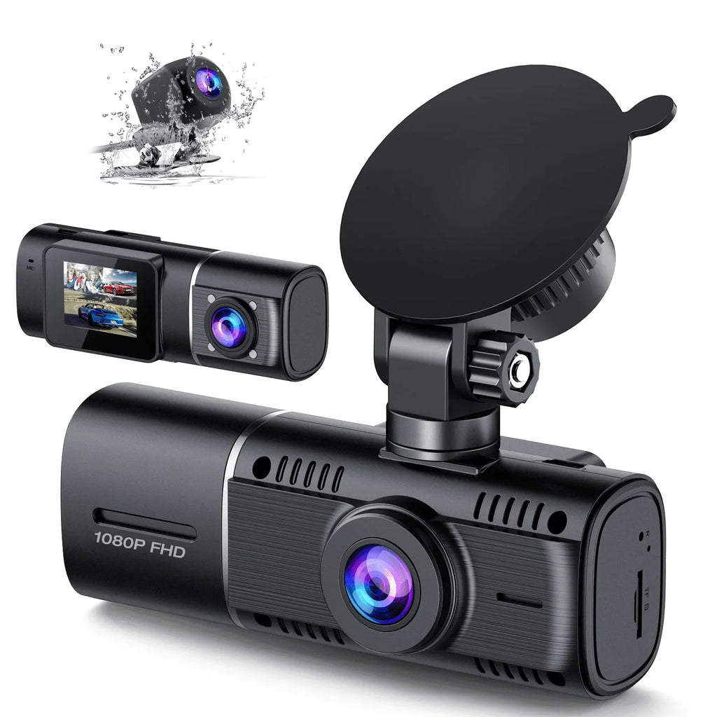Lock Parking Front Accident and TOGUARD Way 1080P Rear Triple Vision with 3 Monitor Night Channel Camera Cam IR Three Motion Dash Detection Inside Dash Camera Car