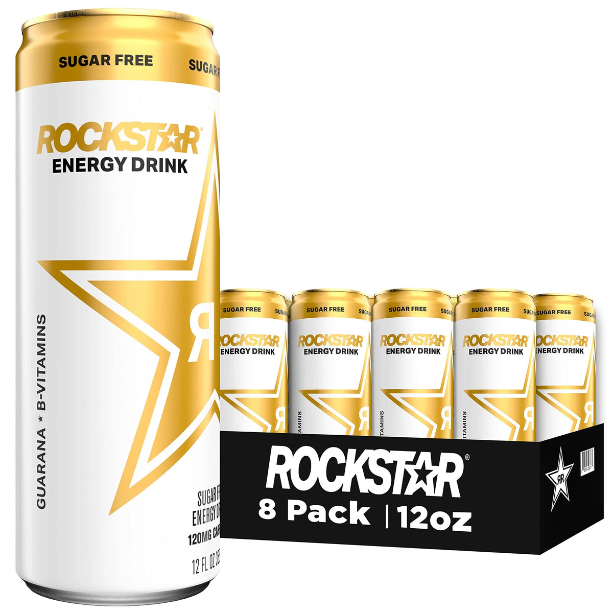 Sugar (8 Energy Free, 12Oz Sleek Cans Pack) Drink, Rockstar
