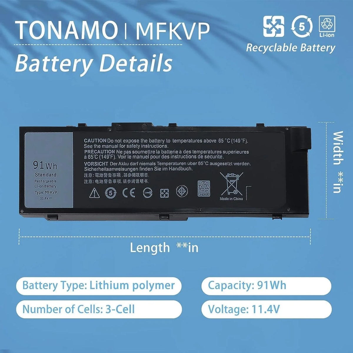 91Wh 1G9VM 7710 Precision for Laptop 451-BBSF 7510 GR5D3 17 Precision 15 MFKVP y 451-BBSB 7720 7520