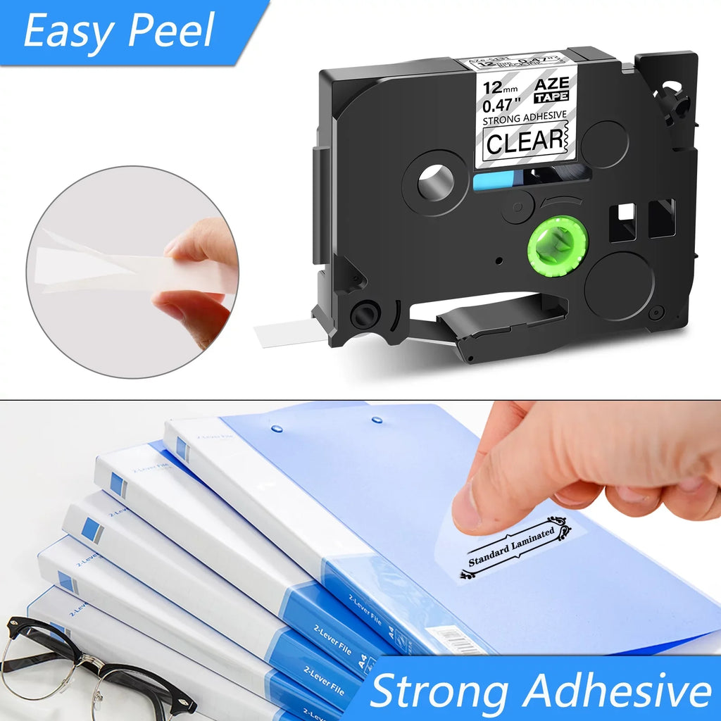 TZe-131 Clear 12mm Black Laminated Strength 100PK GREENCYCLE P-touch TZe TZe-S131 on Compatible TZ-131 Extra Brother TZ Tape TZ-S131 Label for