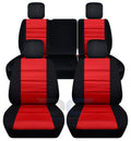 Covers:Black Red T259-Designcovers Fits Cotton 4-Door Split Front Rear 2011-2012 Seat - Bench Jeep & and Wrangler JK
