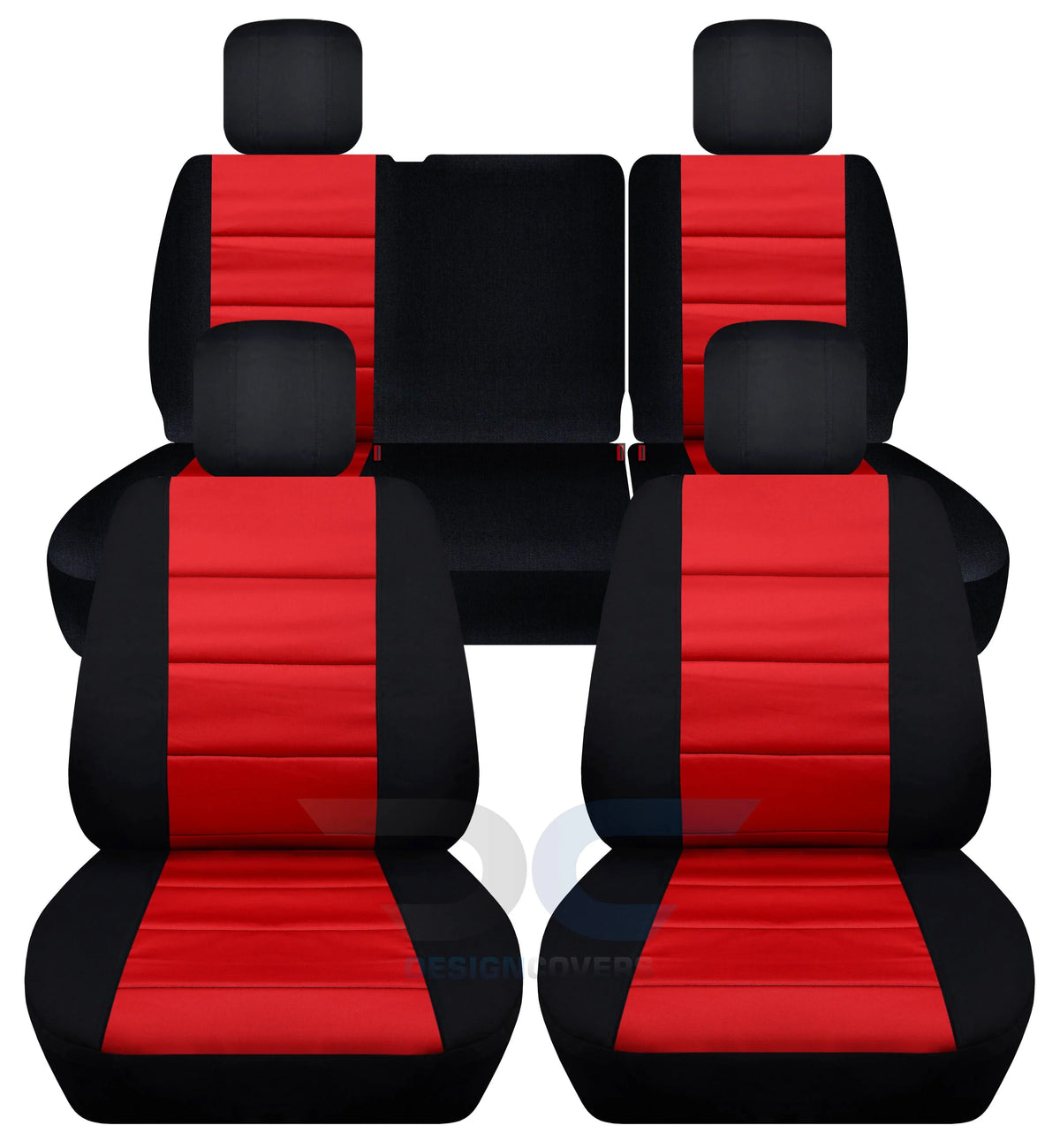 Covers:Black Red T259-Designcovers Fits Cotton 4-Door Split Front Rear 2011-2012 Seat - Bench Jeep & and Wrangler JK