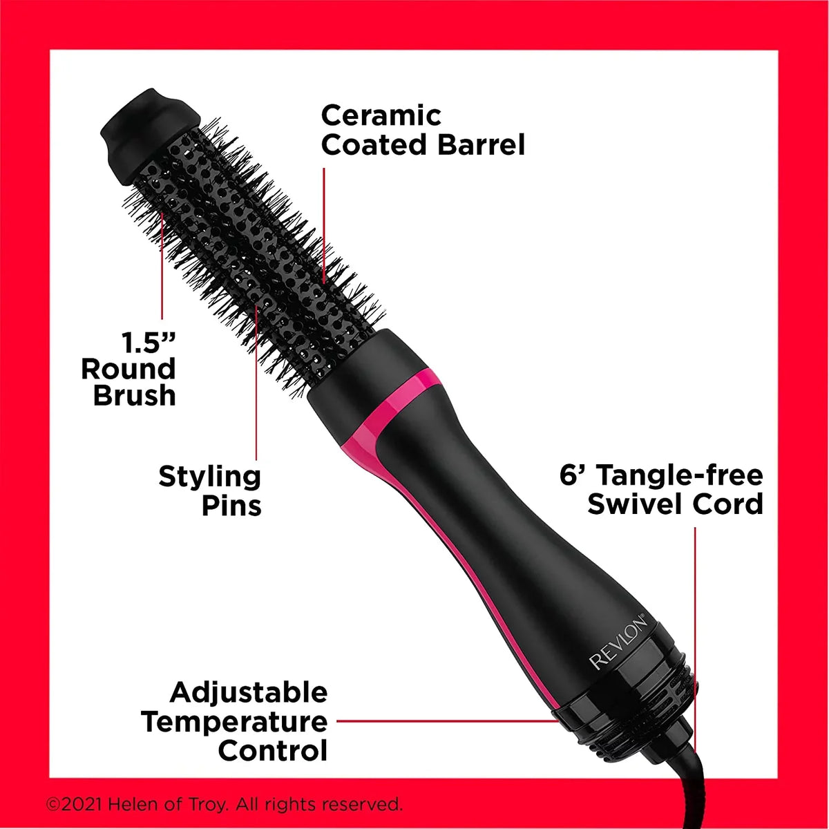 | Round and and Volume, One (1-1/2 Booster Frizz Brush Dryer Add Hair Root Step Revlon Fight in) Styler