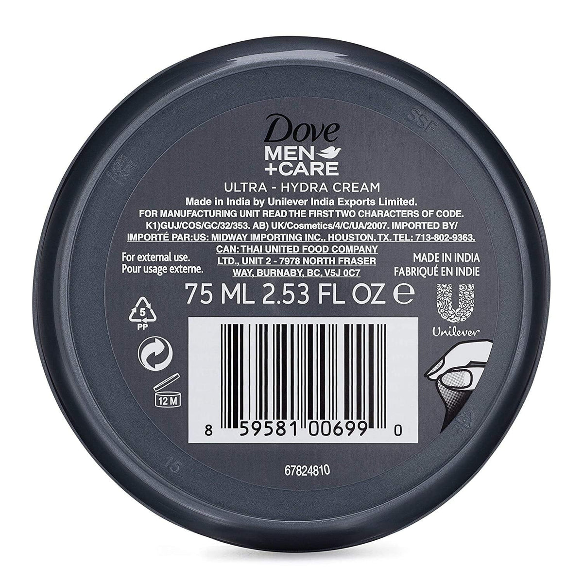 6) Ultra-Hydra Men+Care Moisturization, 24 Fl Hour Oz 2.53 Cream With (Pack Dove Of