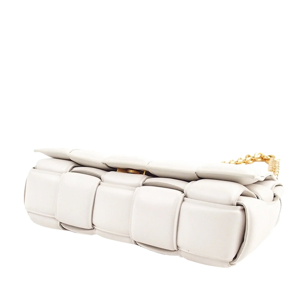 Unisex Leather Cassette Shoulder Pre-Owned Authenticated Bottega Bag Veneta (Good) Calf White Padded