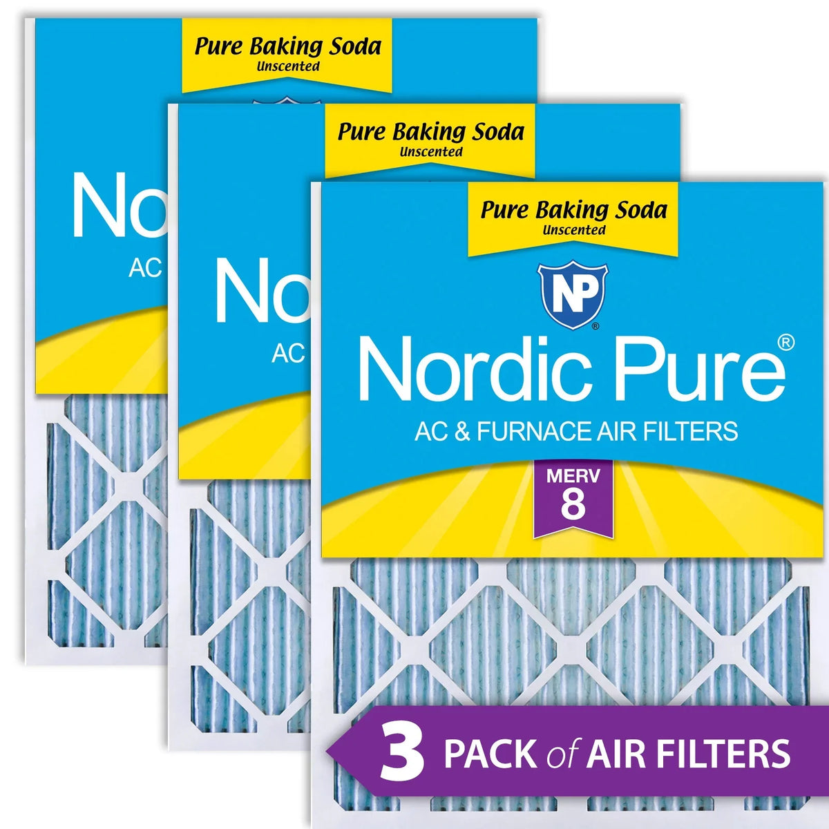 (17_3/4x17_3/4) 3 Baking Nordic Soda Air 18x18x1 AC Deodorizing Pure Pack Pure Odor Filters