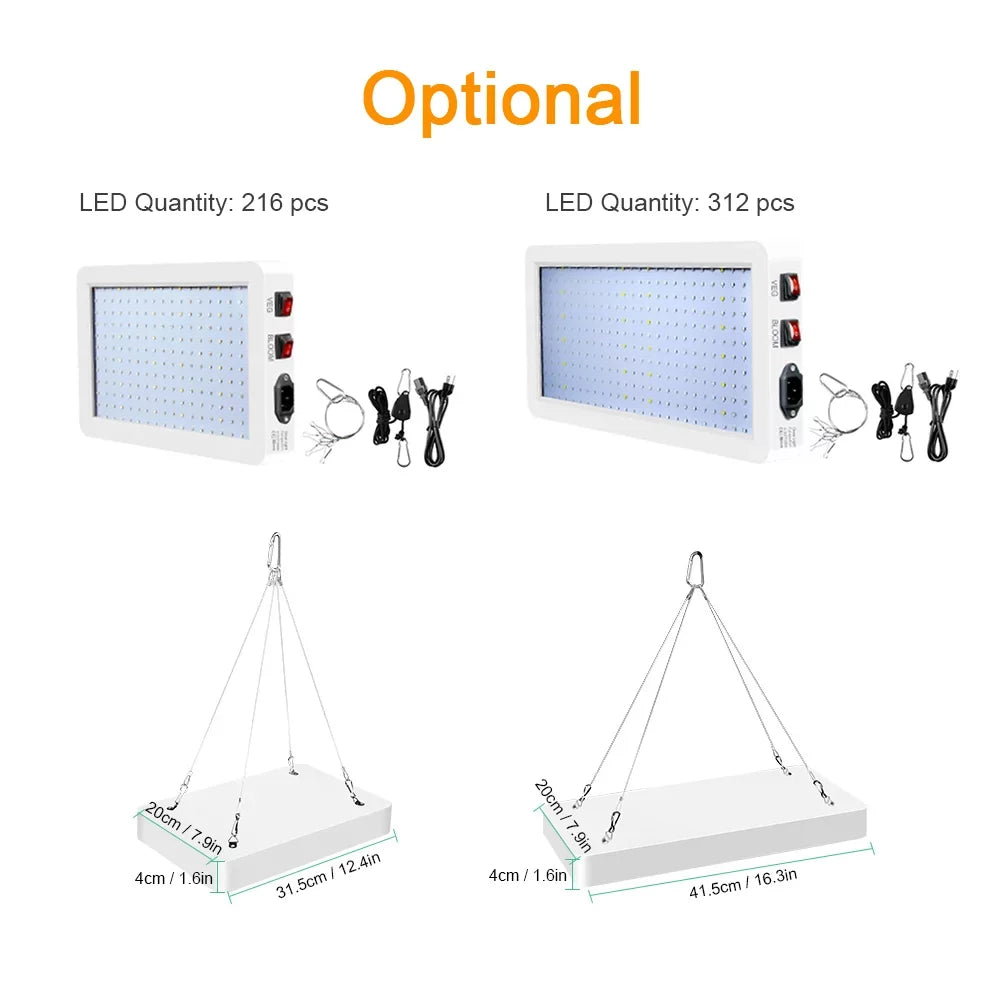 Greenhouse Bloom Veg 312 Seedlings for Hanging for IP65 Waterproof Switch 2000W Lamps Plant Spectrum Flowers LED Dual LEDs and Light Grow Full Plants Indoor Growing