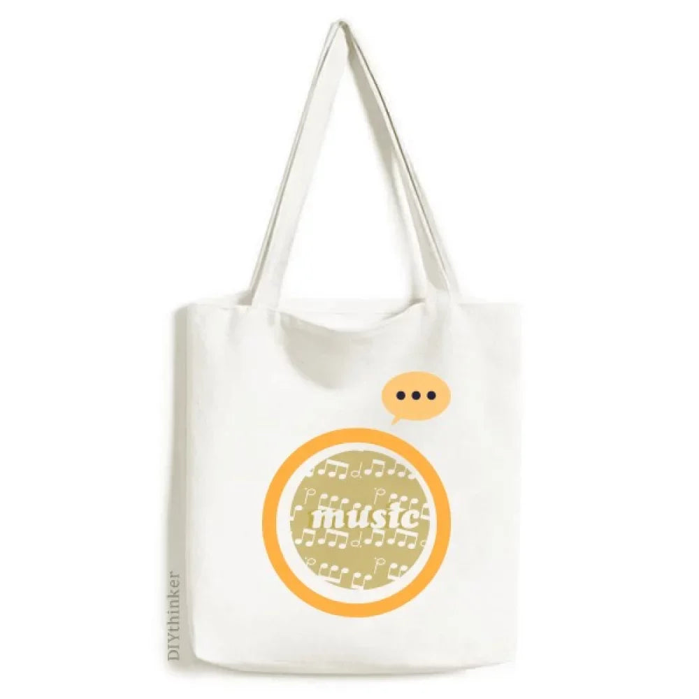 Shoulder Canvas Music Light Expression Notes Tote Sack White Bag Yellow