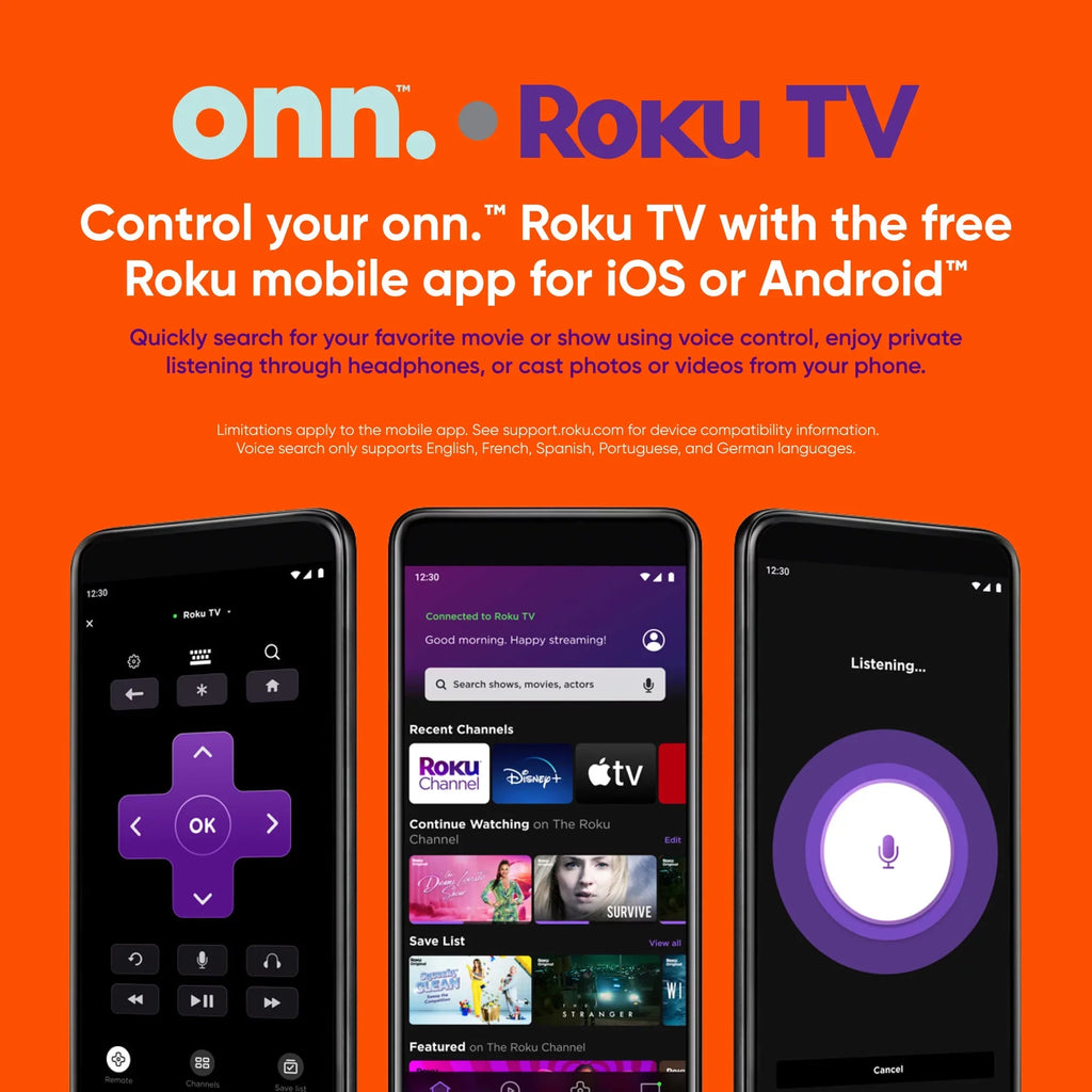 Dimming, and 120hz Local with QLED Dolby UHD HDR Roku Atmos, TV (2160p) onn. Refresh (100071705) 4K Rate, Effective 65” Dolby Vision, Smart