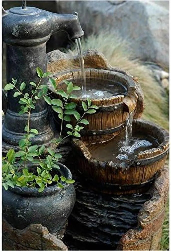 In Cascading Brown Fountain Pump liquid Resin Modern liquid