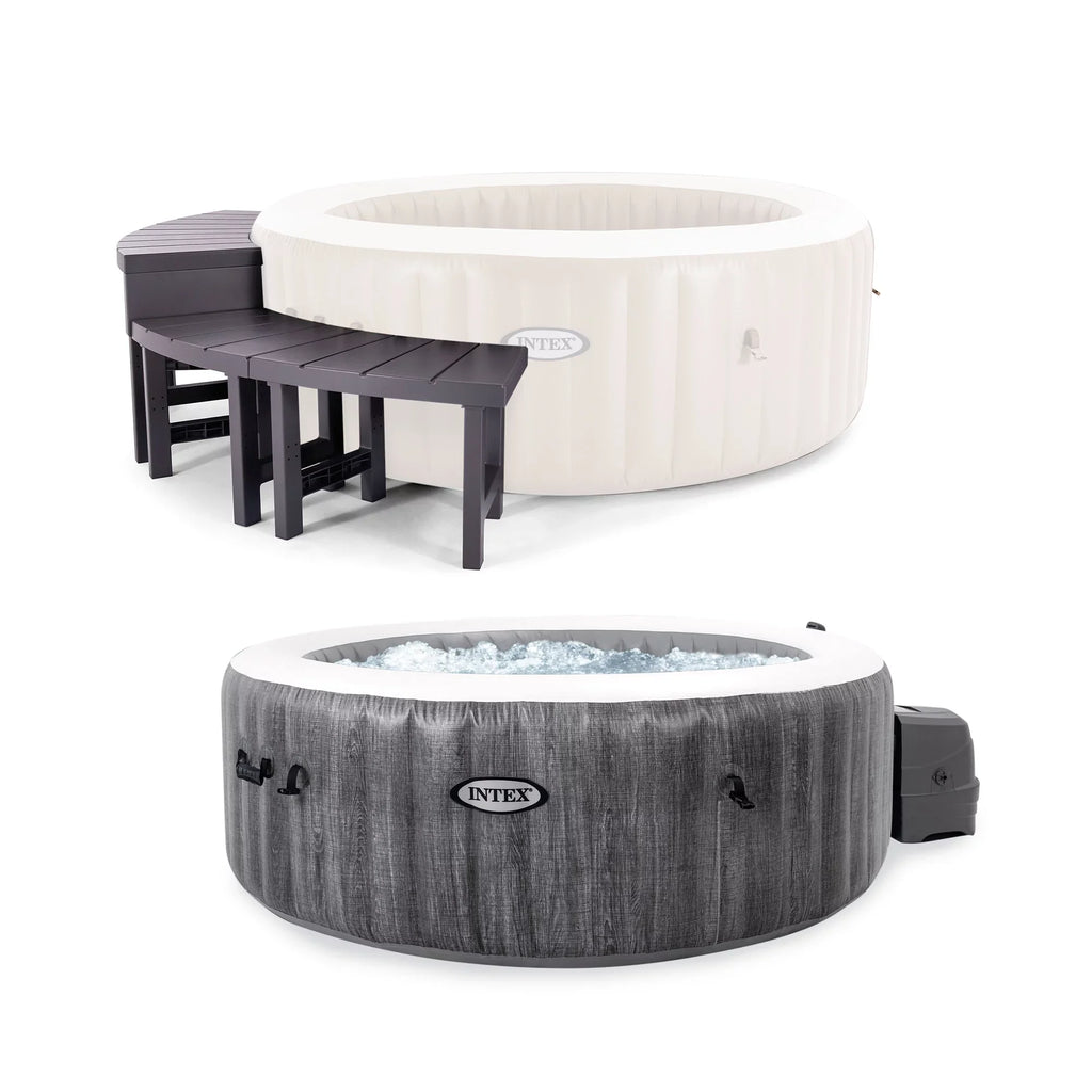 Hot Intex Accessory Tub Plus Benches Spa w/ Greywood PureSpa Inflatable Jet