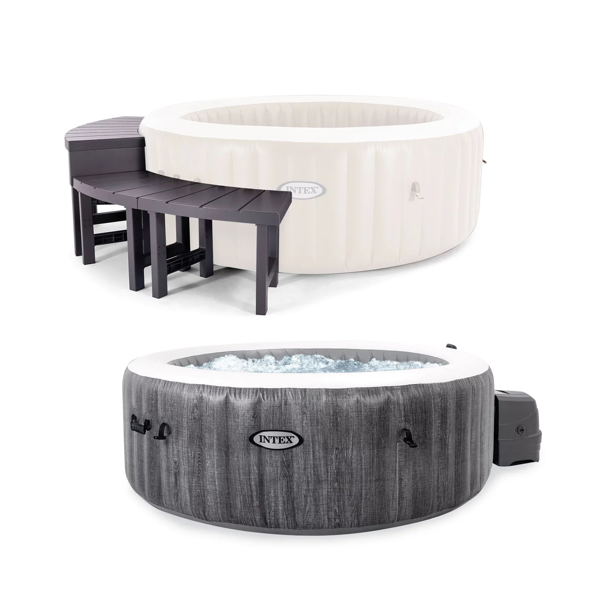 Hot Intex Accessory Tub Plus Benches Spa w/ Greywood PureSpa Inflatable Jet