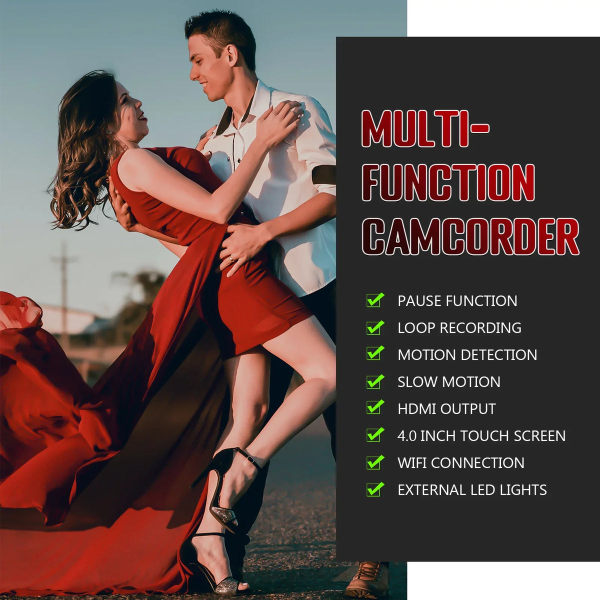 64MP with Focus Screen Zoom Digital Auto Touch 60FPS,HD Video Camera Card, Control MARVUE Remote 18X Charger, 4.0" Vlogging SD Stabilizer, 64G Camcorder 4K Handhold Microphone, Camera