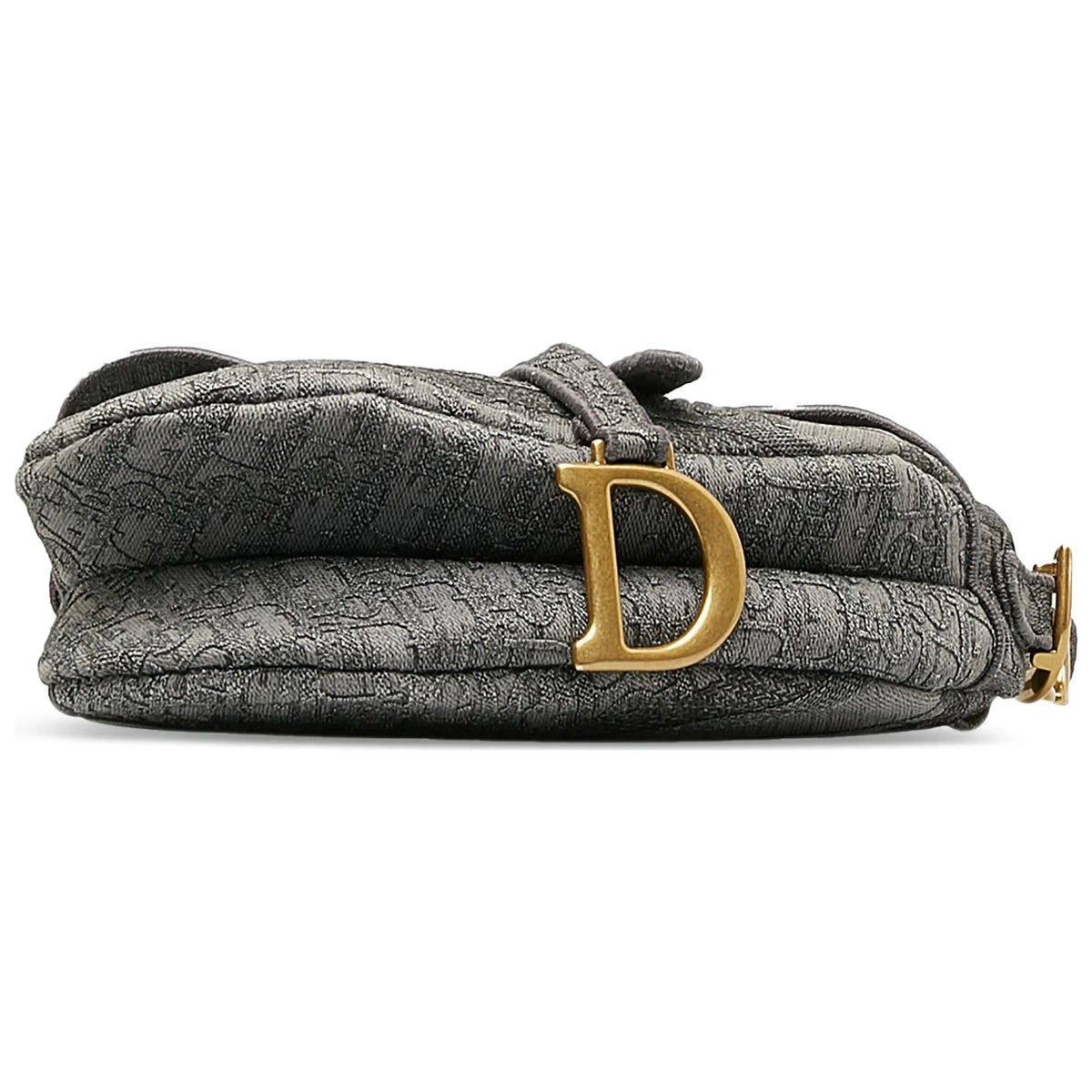 Embroidered Fabric Bag Gray Shoulder Pre-Owned Saddle Authenticated Canvas (Good) Unisex Dior Bag