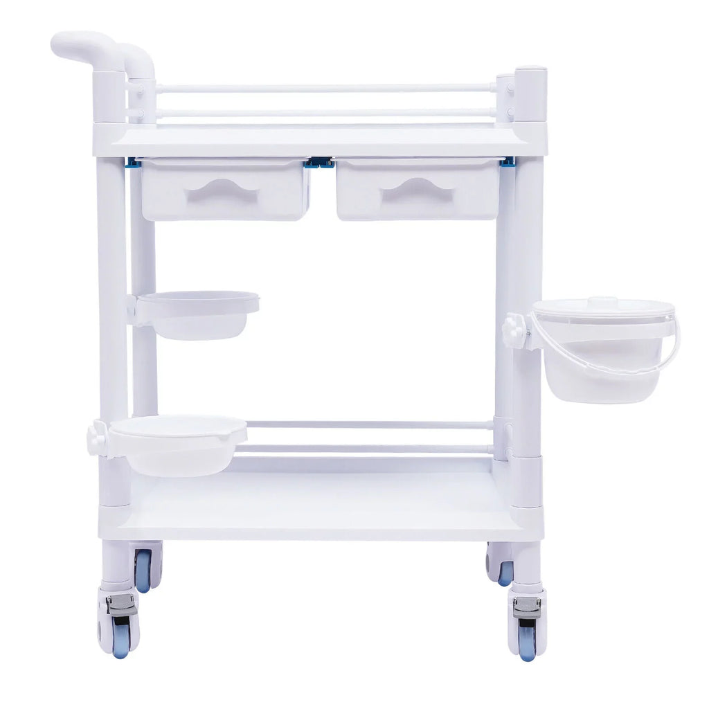 Clinic Rolling Dental with Heavy Trolley Medical Spacious Hospital Miumaeov Utility Duty for 360°Rotate Salon Cart Dirt Tier Trolley 2 Drawers Beauty Buckets Medical Wheels