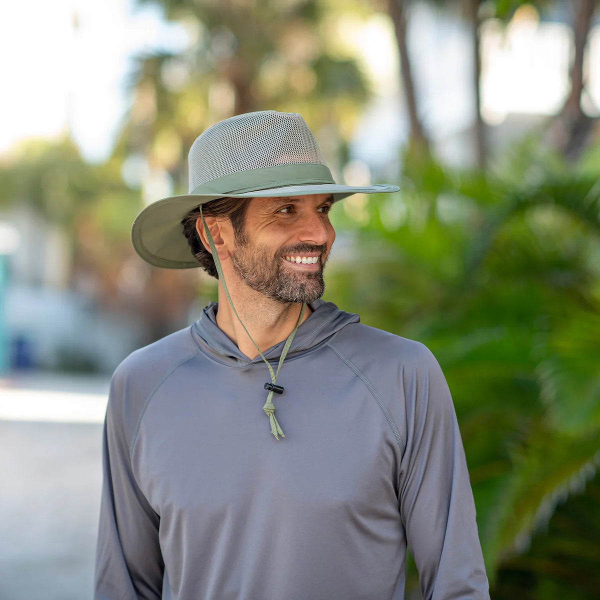 Brim, Sun 50+ Chin Adjustable 3" Large) (SPF) Jack Panama Crown UPF Safari Sun Hat, Protection Cord, (Fossil, Mesh