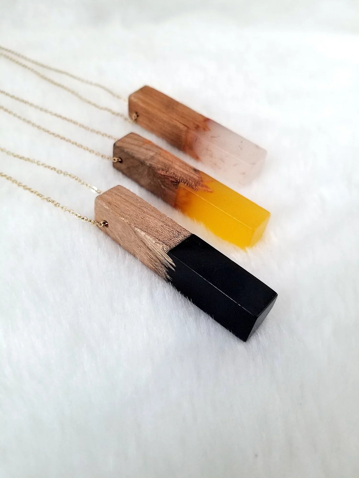 Resin Box Vertical Inc Boutique Yellow Women for Wood Wooden Blue Necklace Bar | Gift Anniversary Pendant