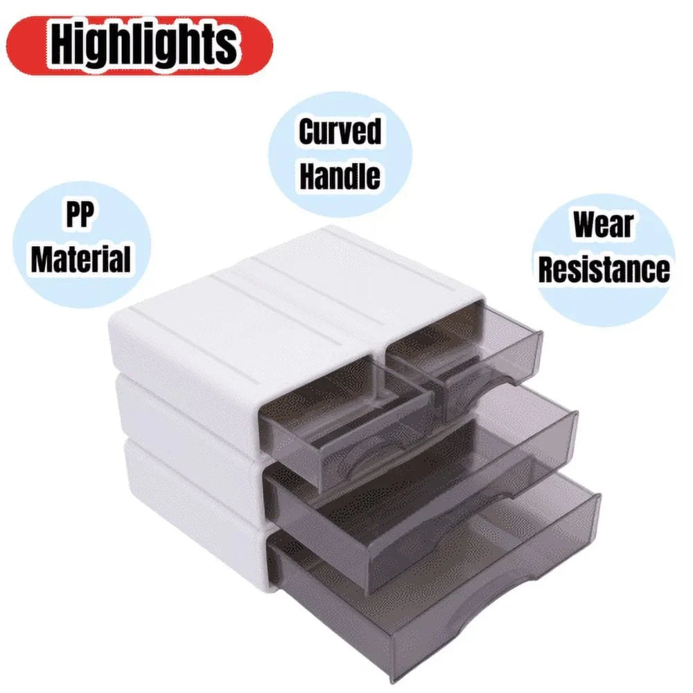Desk Stackable 4*Drawer With Large Box Storage Neat Container Organizer Storage