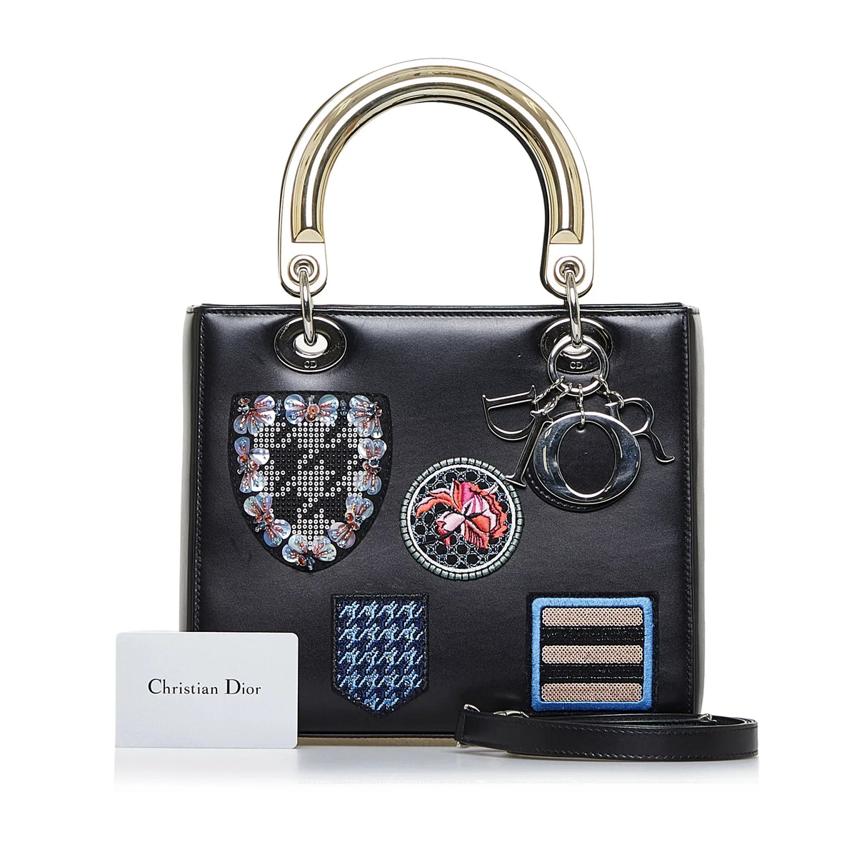 Lady Black Leather Satchel (Good) Pre-Owned Authenticated Dior Unisex Calf Medium Judgement