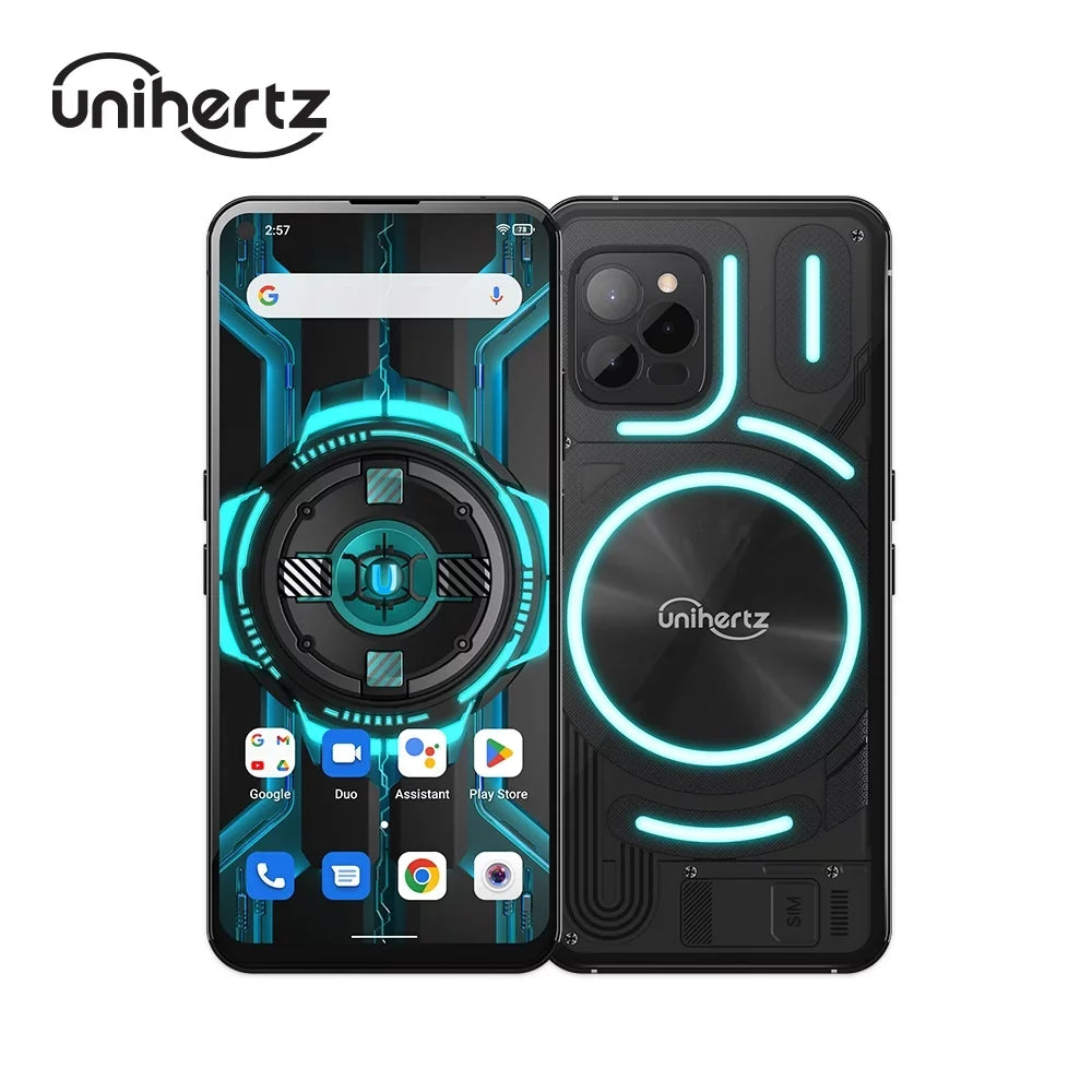5000 12 Industrial Transparent 108MP Luna LED NFC, Back Charging, Smartphone, mAh Smartphone with - Unlocked Android 4G and Battery Light, Camera, Unihertz Colorful Design Fast (Black)