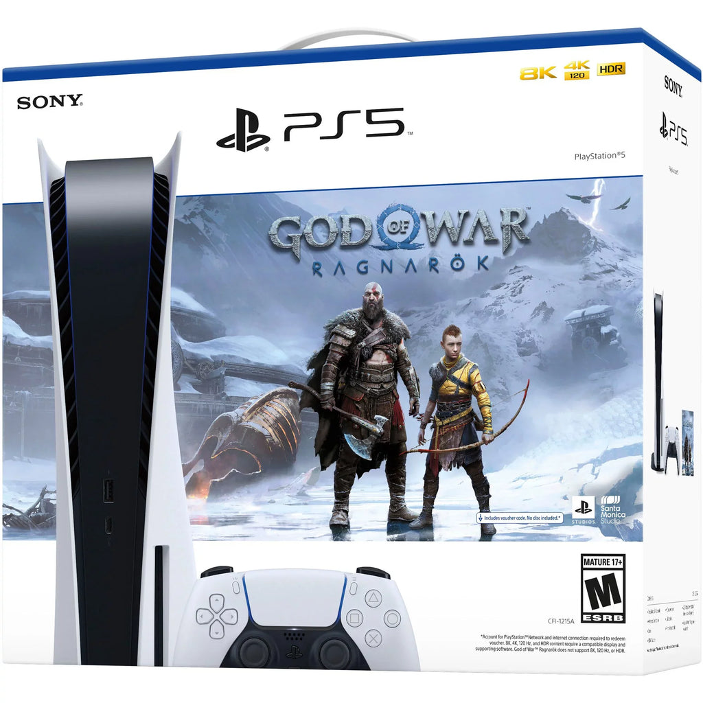 Video Ragnarök Bundle –with War Dualsense PlayStation_PS5 (Disc – White Edition) Game of Extra Cefesfy Console Controller, God