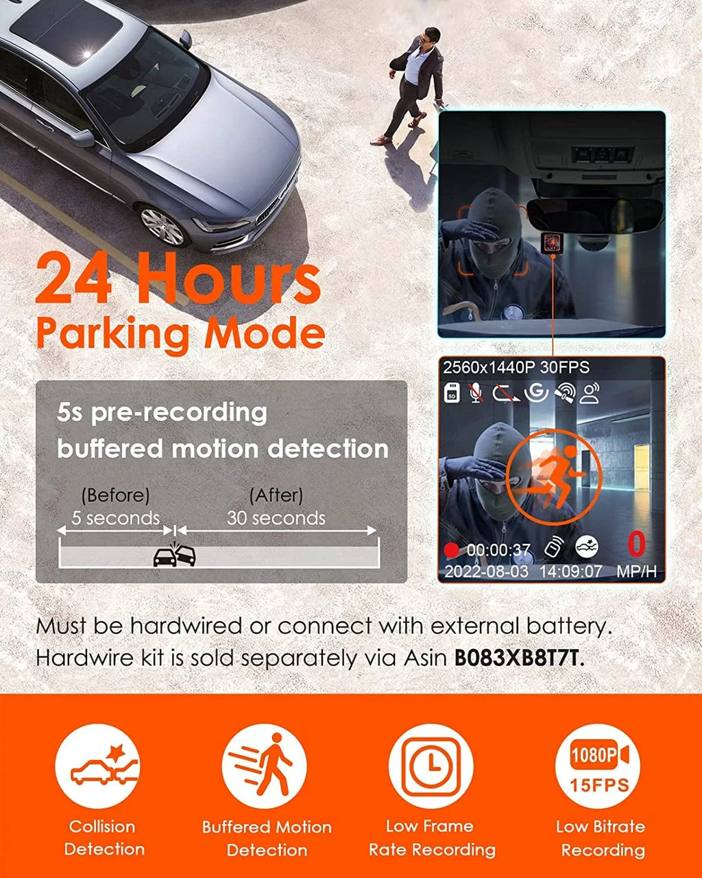Vision, Camera, Mode, Front APP, Voice Parking GPS Detection, Control Vantrue E1 24 Max Mini Night Car Motion Support Controller, Dash Speed, WiFi 2.5K with Buffered Dash 512GB Hours Wireless and Cam