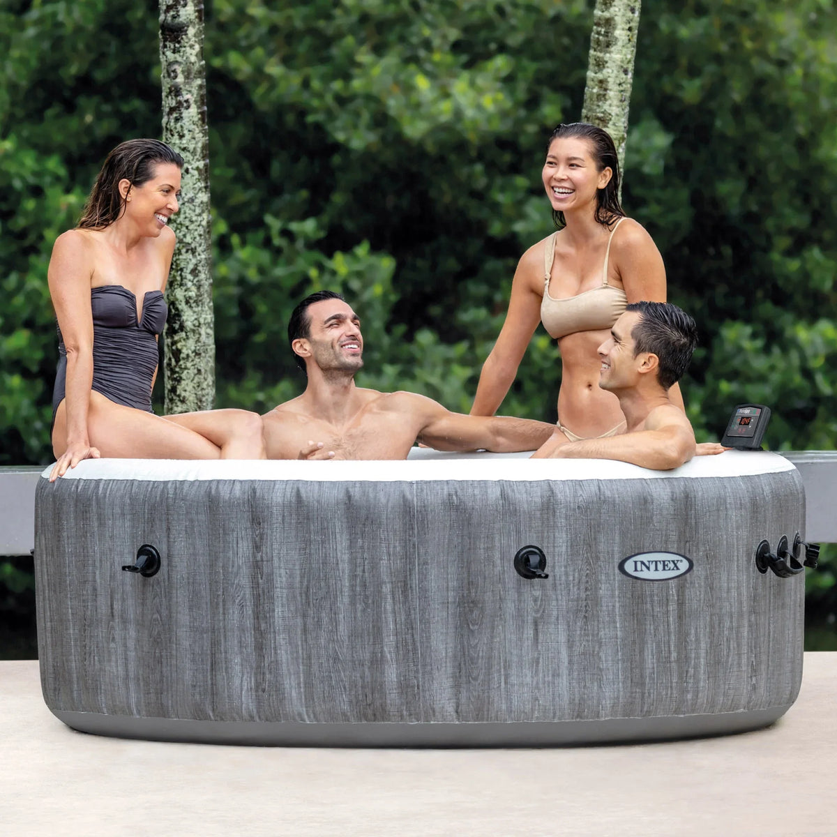 Hot Intex Accessory Tub Plus Benches Spa w/ Greywood PureSpa Inflatable Jet