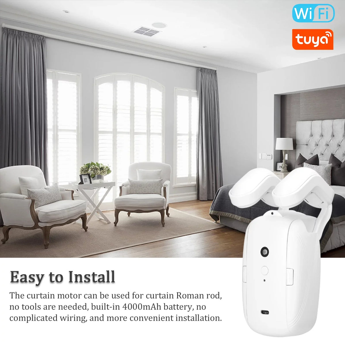 Remote Roman with Compatible for WiFi Intelligent Opener Htovila Sensing Gateways & Robot Curtain Control with APP Electric Home Rod No Timer Wiring Setup Motor Support Curtain Automatic