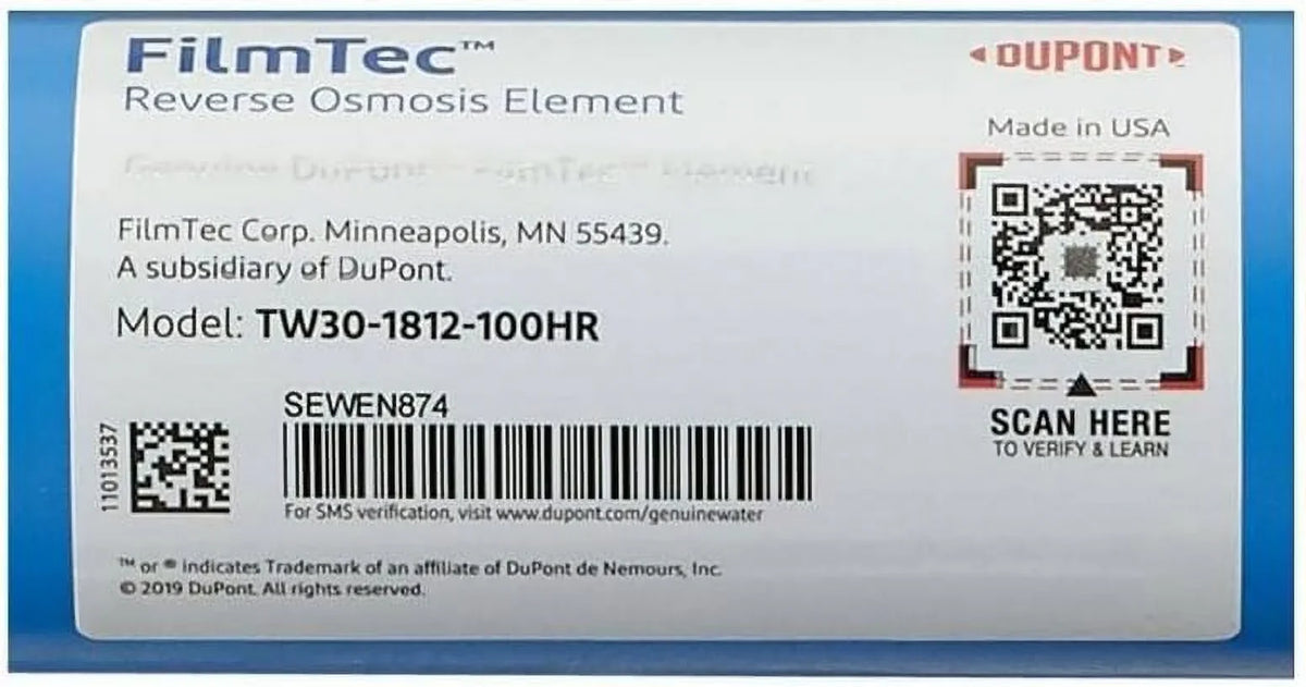 Reverse 100 GPD High TW30-1812-100HR Osmosis TFC For System Undersink Membrane Rejection (RO)