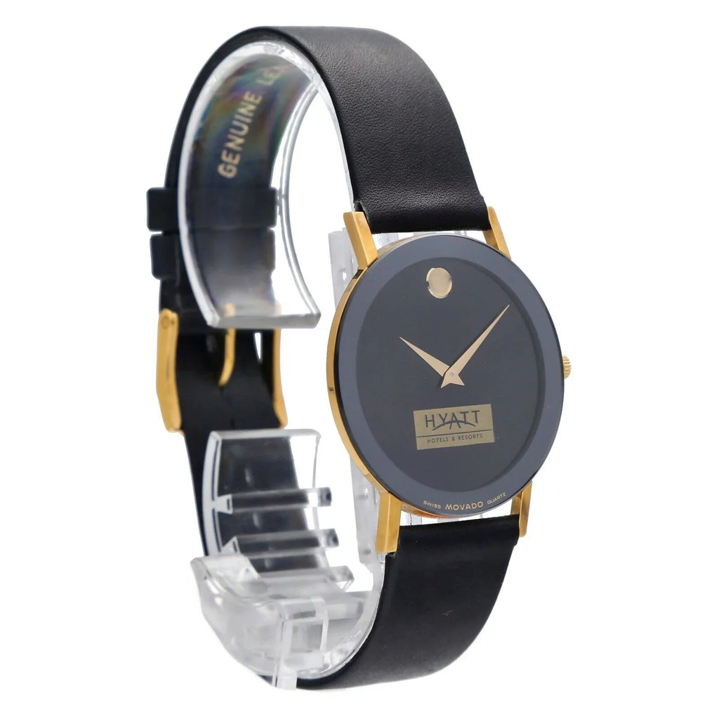 87.40.882L Museum Movado Watch 30mm Leather Ultra-Thin Wrist Hyatt Quartz