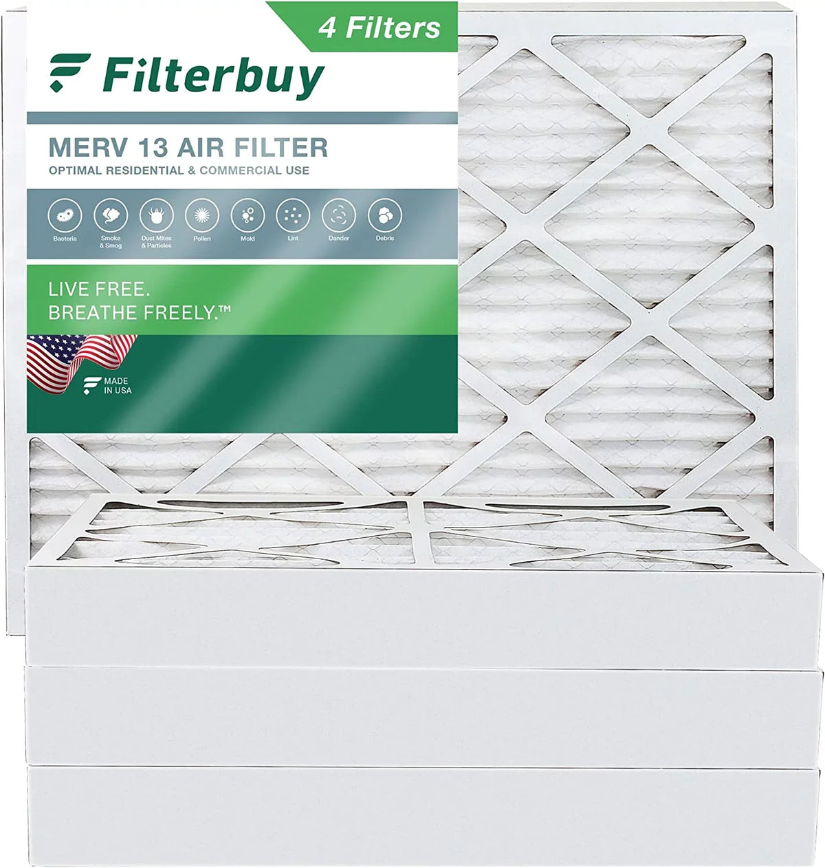 Filters Pleated (4-Pack) MERV 20x24x4 13 Air HVAC Furnace Filterbuy AC