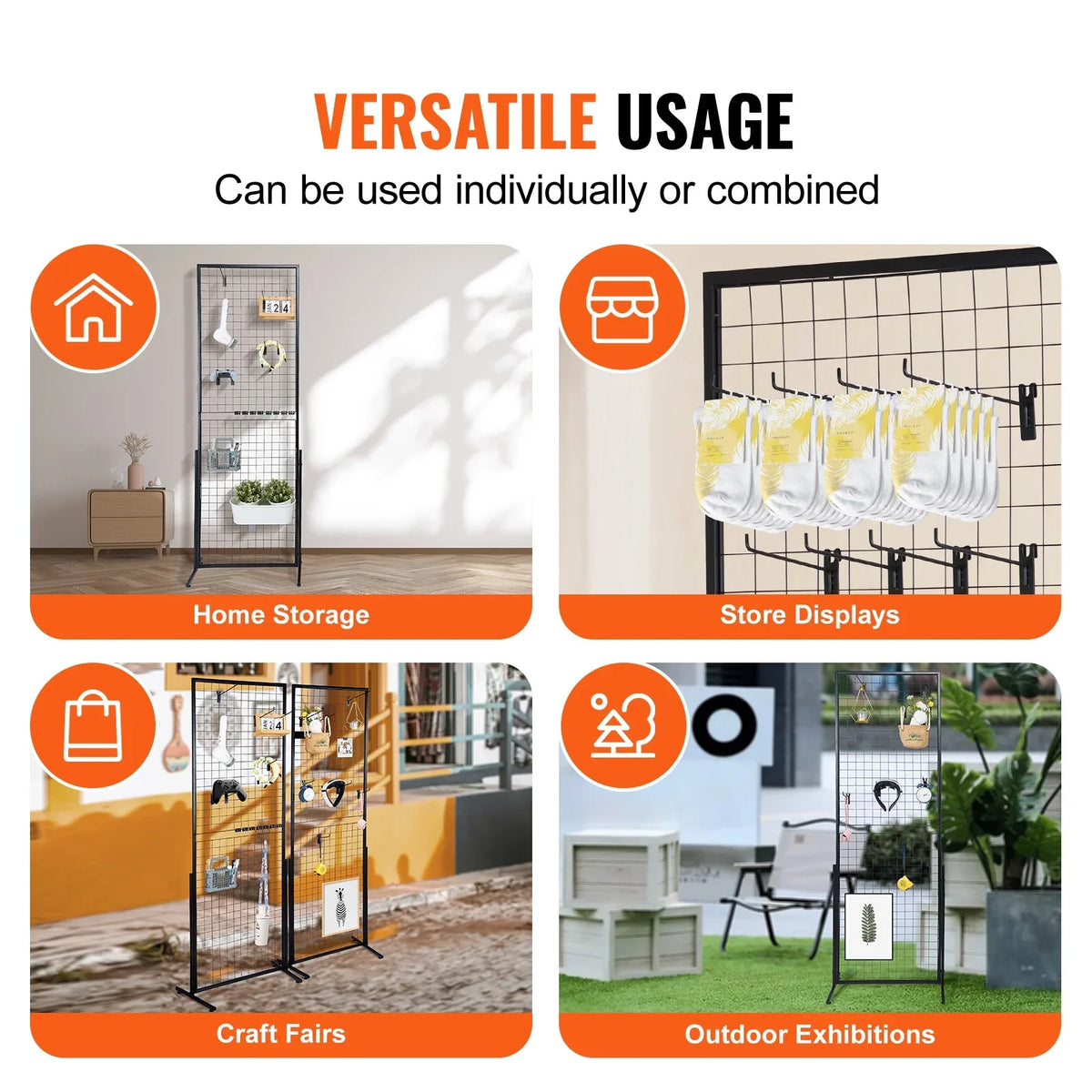 Craft Side Hooks Display 5.6' with BENTISM T-Base Panels Retail Art with for Clips Floorstanding, Shows, Grid Extra Double and Gridwall 2' Wall Panels x Gridwall Tower, Packs Racks 2 Wire Display