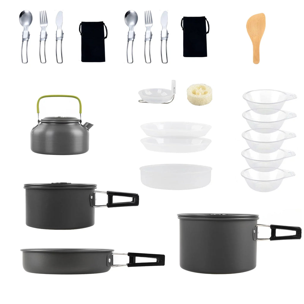 Kettle Cookware Mess and Camping Kit Htovila Hiking Non-Stick Backpacking Kitchenware for Set, with