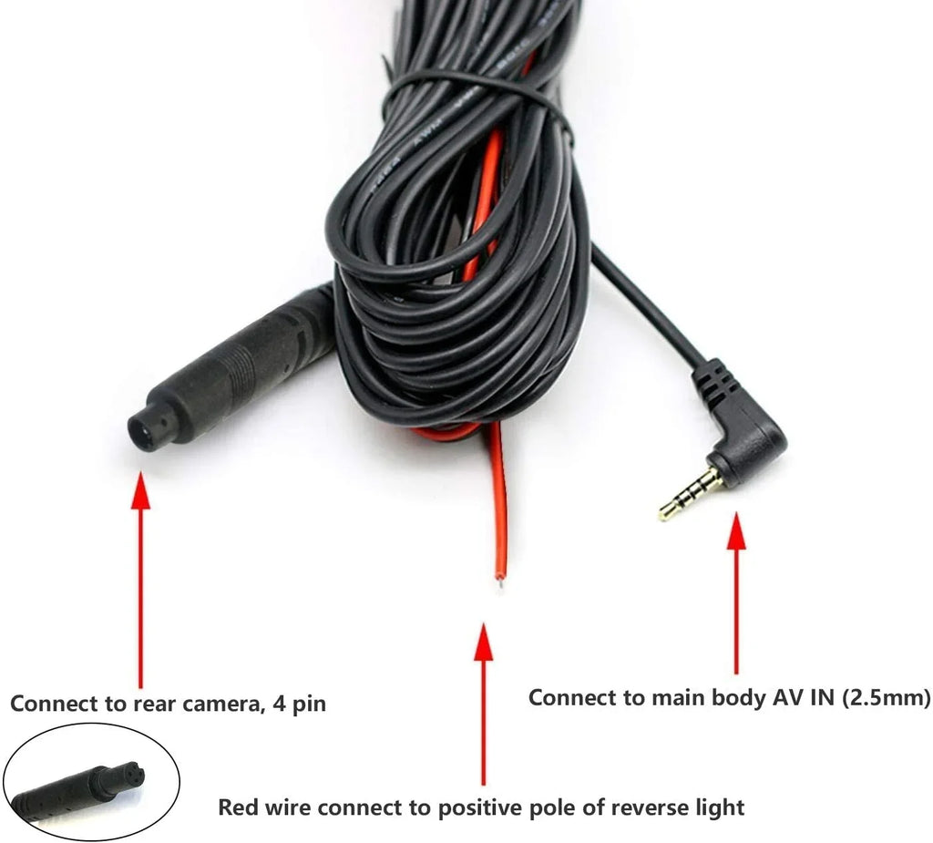 Extension REDTIGER Cam(4 Dash Cord for Camera pin,2.5mm) Cable Backup 50Feet