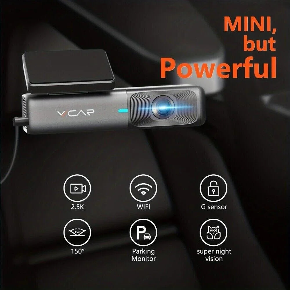 Recording, Max, Night 128GB Cam Cars Car 1440P Free Card, Dash G-Sensor, Vision, 2.5K Loop VVCAR Camera Dash WiFi 32G Support for