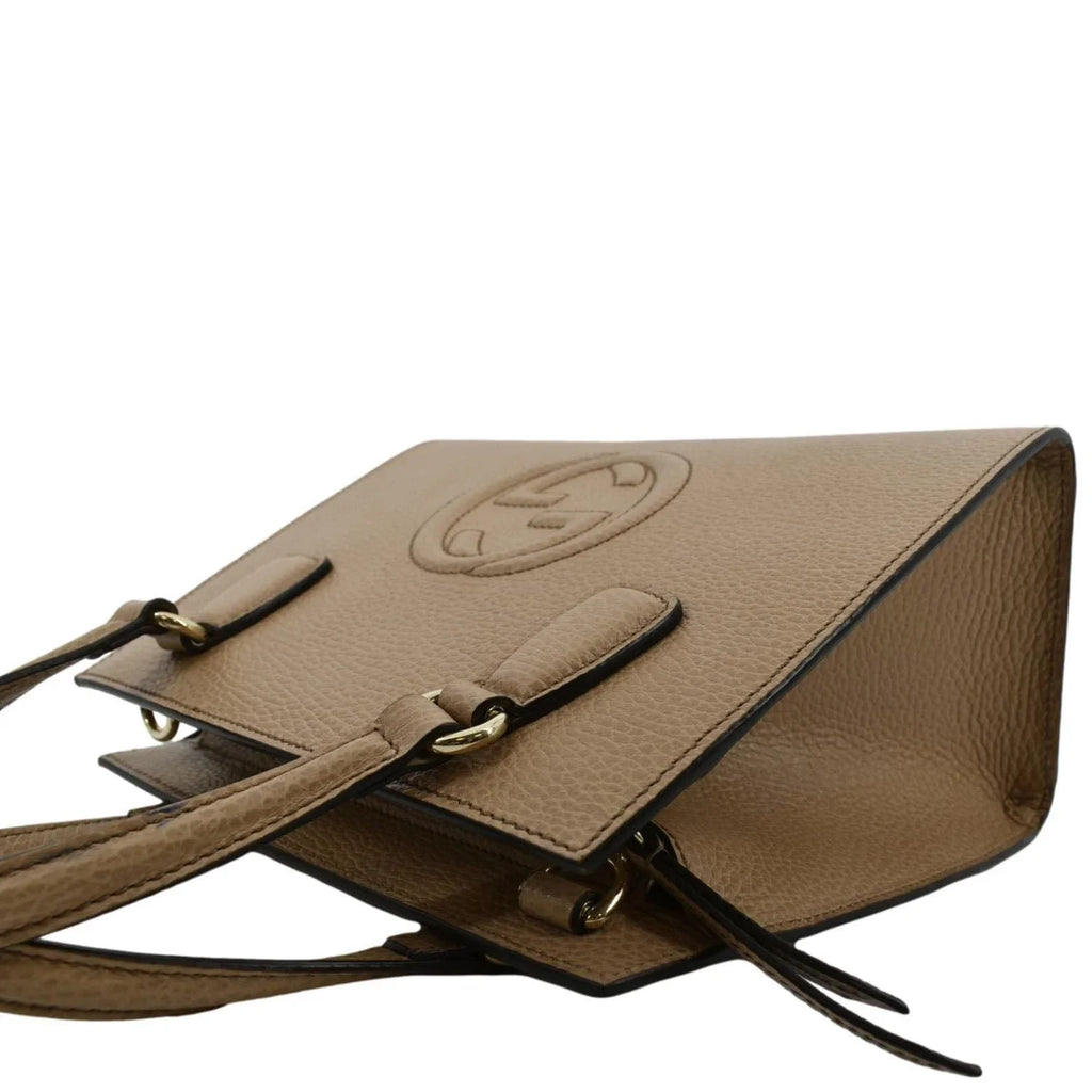 607722 Handle Pre-owned Leather Top Bag Hobo Soho Beige