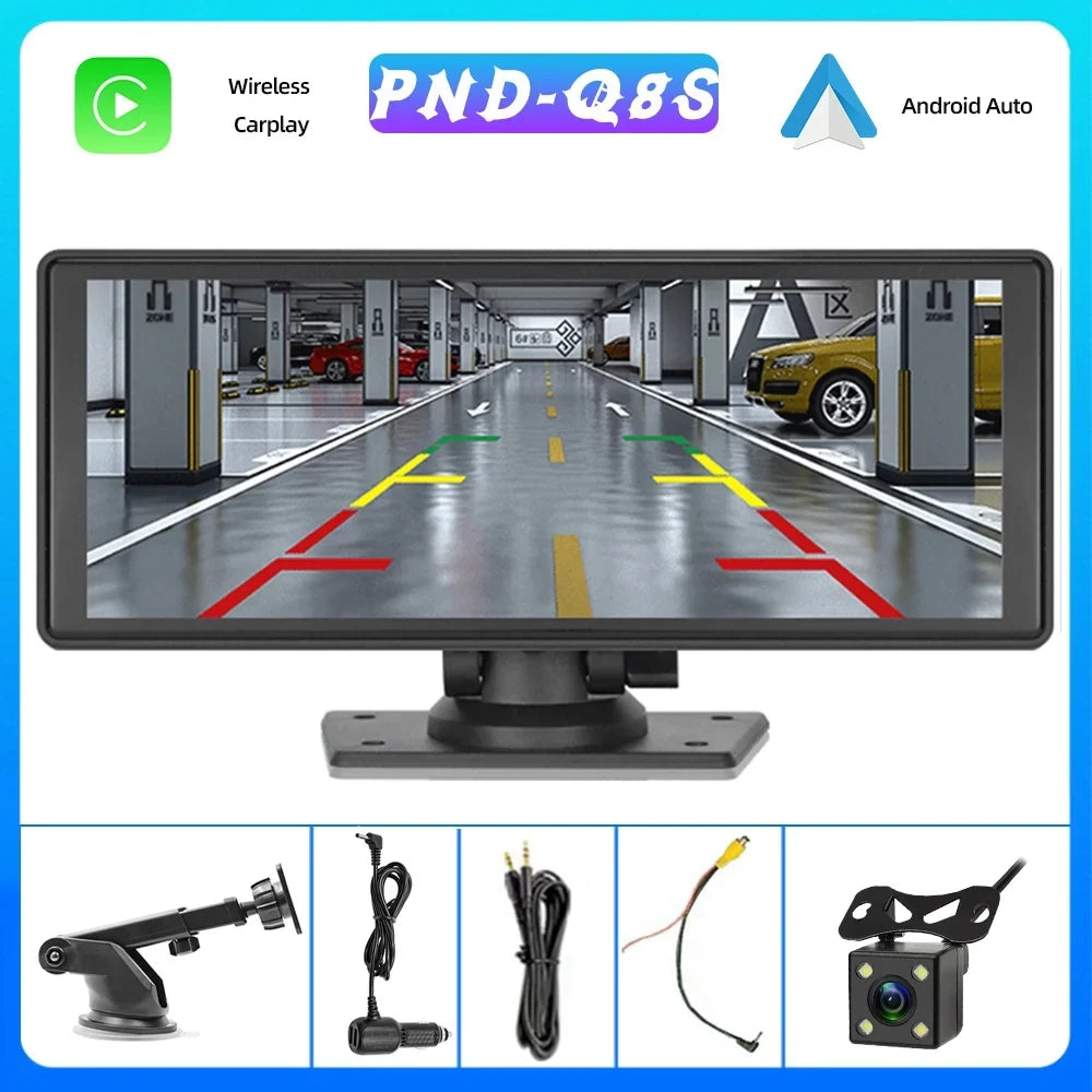 Stereo Synchronization/Rear Player with Stereo,Newest Car Bluetooth Unit Touch Screen with Car Navigation Carplay&Android 9.3 Auto Portable Transmitter,AUX, Bluetooth/FM FM Inch TF Wireless Camera