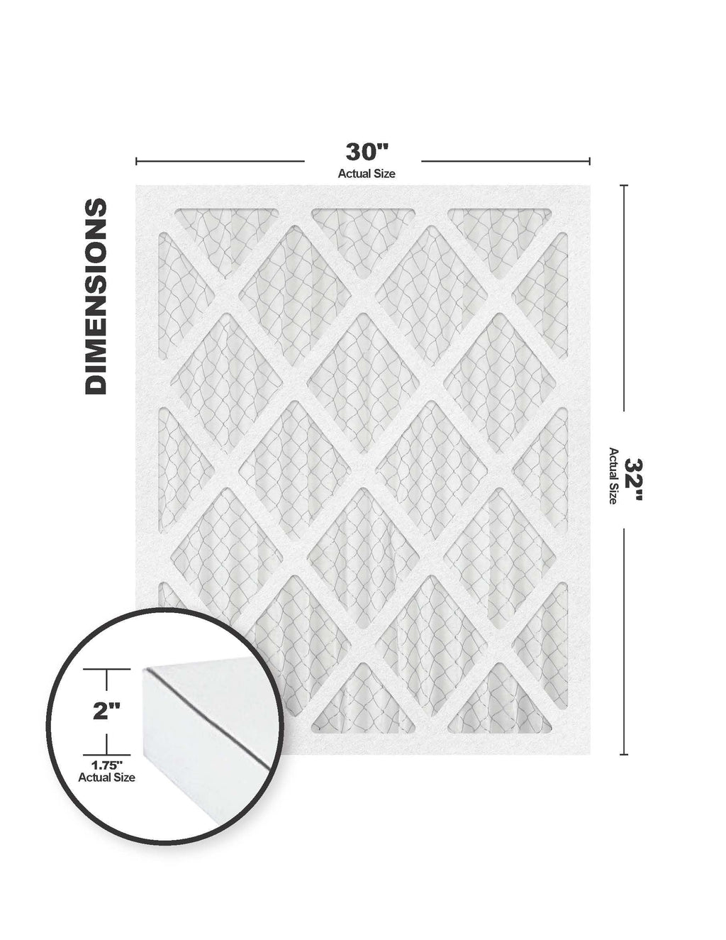 Filters 30x32x2 MERV (6 pack) Diamond Air/Furnace 13 Accumulair