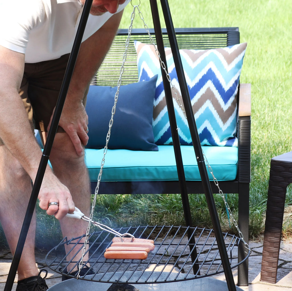 Cooking Tripod Diameter with Sunnydaze - Set Grate Grilling 22"