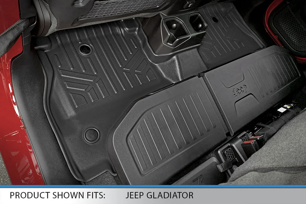 with Liner SA0316-B0459 Set Fit Storage Smartliner for Lockable Custom Floor Mats Jeep Rear Row 2 Gladiator, Black 2020-2023 Underseat