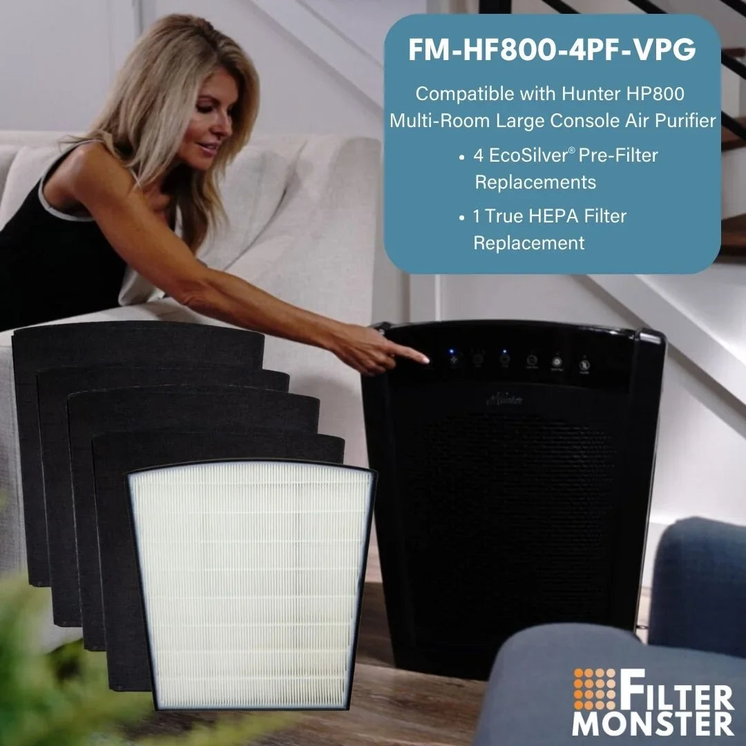 Filter - Air Filter-Monster HEPA/ Pre-Filter - True Hunter Pack HP800 HEPA 4 Value H-HF800-VP for Series Replacement and 1 Pre-Filters Purifier