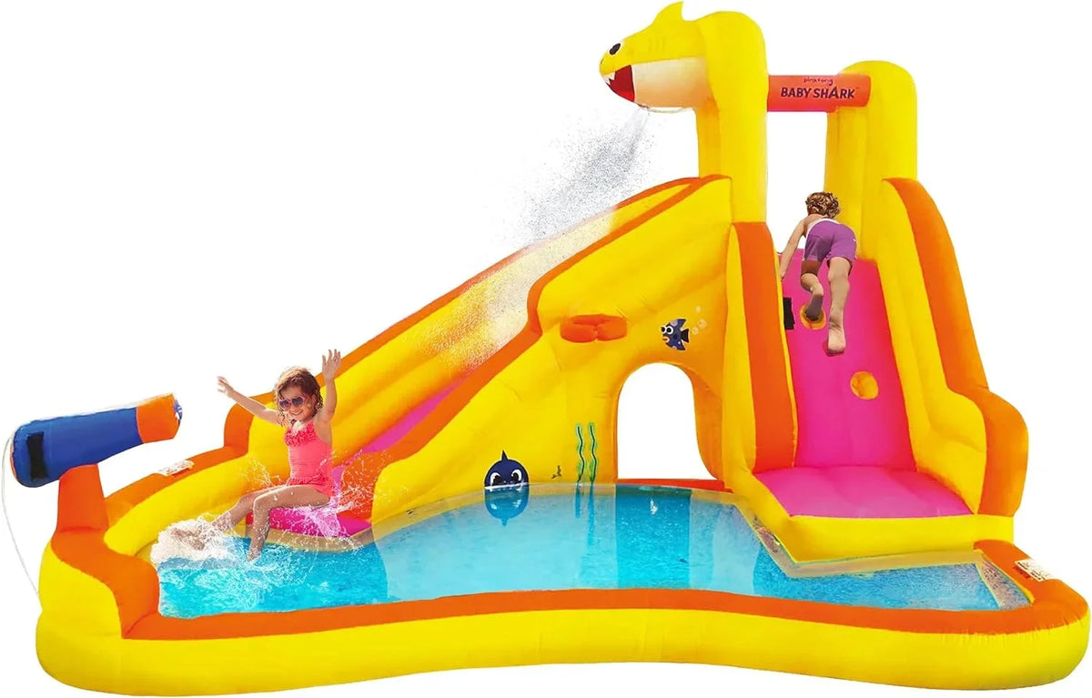 Bounce Wet Kids Pink Fun, Park, Shark liquid or Fong liquid Waterslide Funormous Slide Baby with Dry, Sprayer, exterior Inflatable liquid Blower House Curve Backyard Includes Slide, Pool Party &