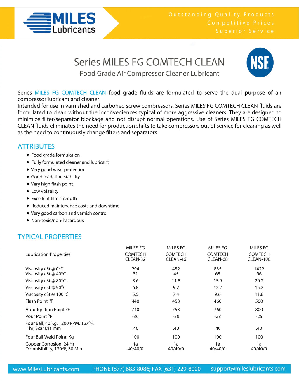 ISO 5 Gallon Synthetic Pail Miles Clean Rotary Fg 46 Compressor Food Grade Fluid Comtech