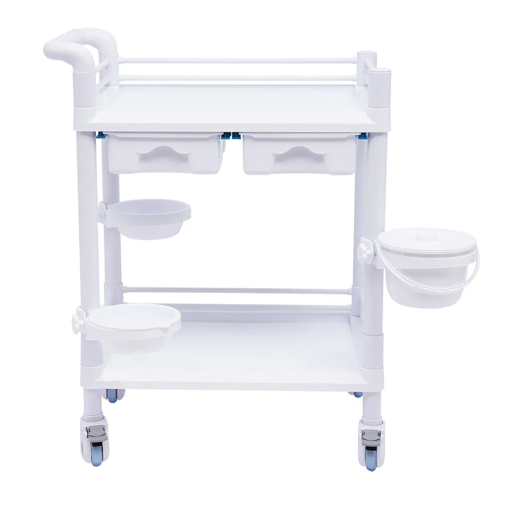 Clinic Rolling Dental with Heavy Trolley Medical Spacious Hospital Miumaeov Utility Duty for 360°Rotate Salon Cart Dirt Tier Trolley 2 Drawers Beauty Buckets Medical Wheels
