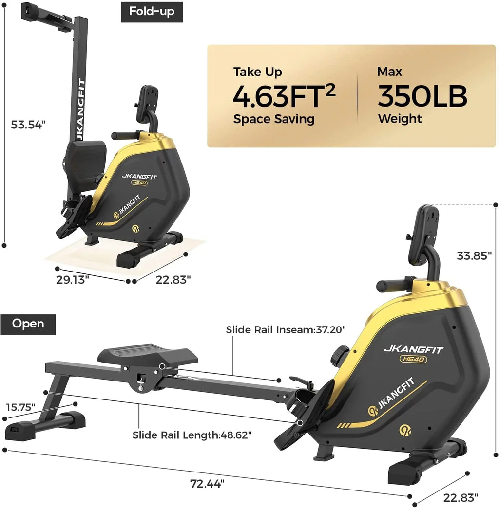 Resistance for Folding Levels Monitor - Home with Rower Machine Machines Rowing for Use Full 16 Rowing Magnetic Holder pooboo Indoor Device Body LCD