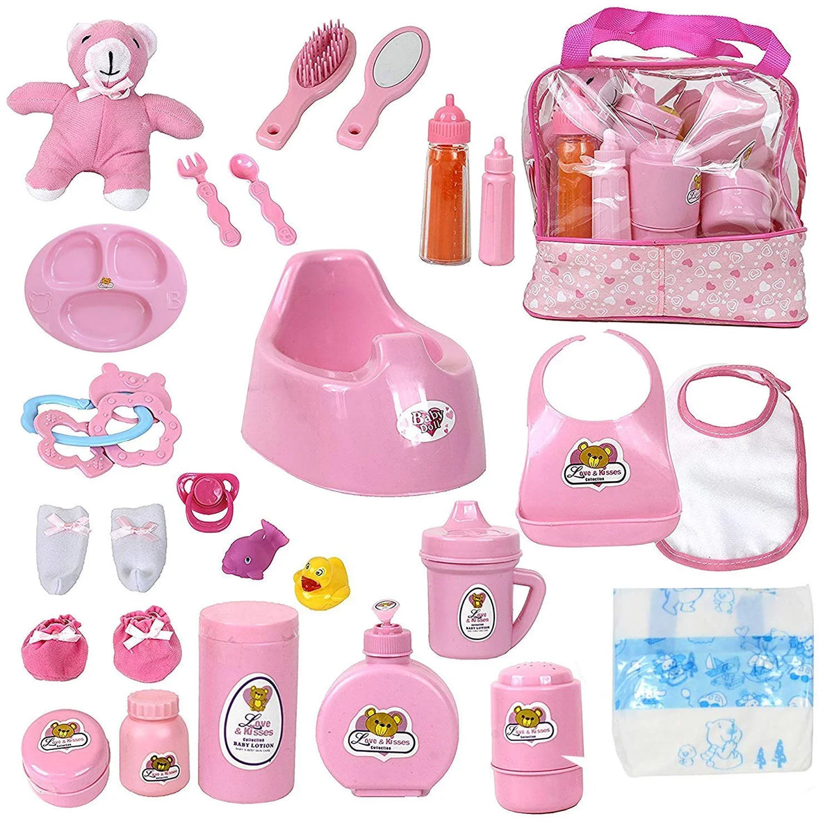 New and Bag The 28 Doll Collection Diaper Feeding Pieces Doll Accessories, York